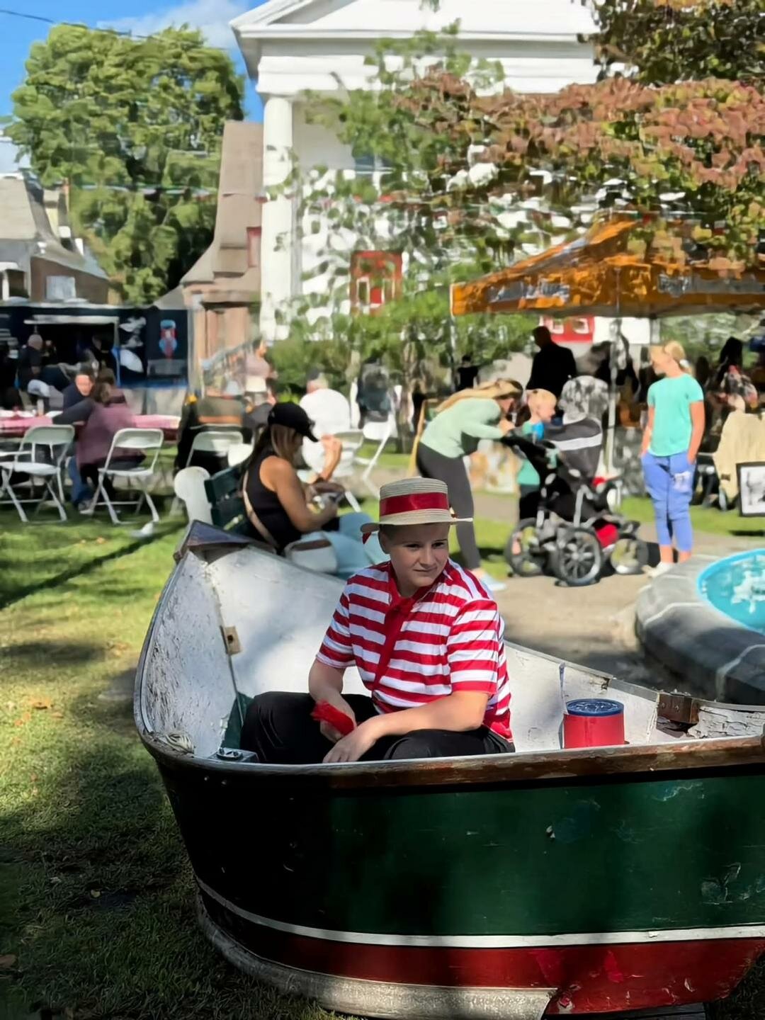 A gondolier gives folks a sense of Italy at a past Italian Festival in Port Jervis, NY.